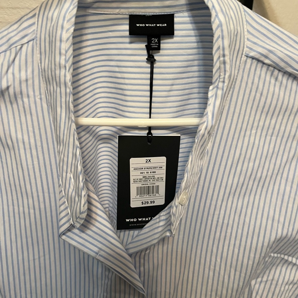 Who what wear blue striped button up - Picture 3 of 5